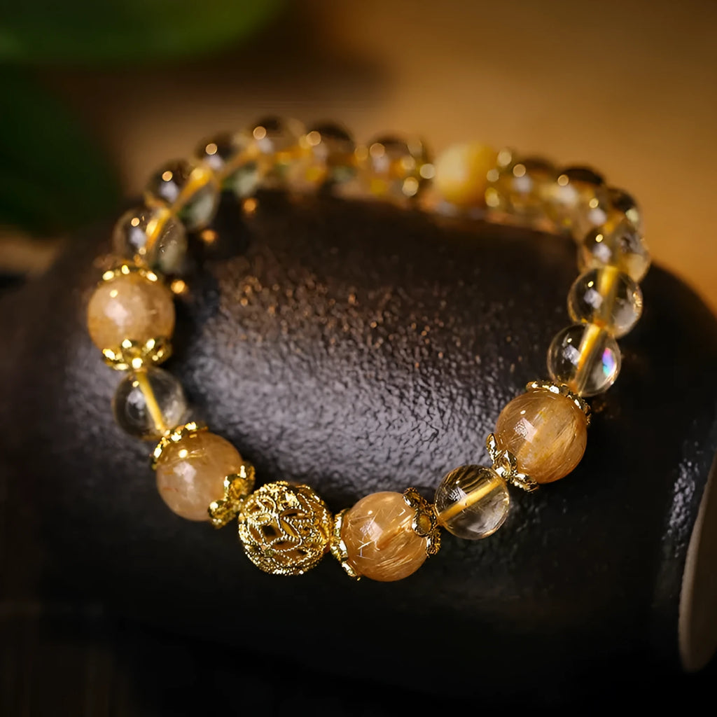 Women's artificial crystal retro bracelet with electroplated finish in yellow gold or amethyst colour options