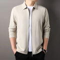 Men's apricot coloured casual business jacket with straight hem and long sleeves.