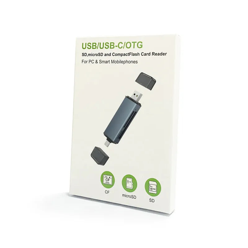 CF SD TF three-in-one USB card reader with aluminium alloy housing