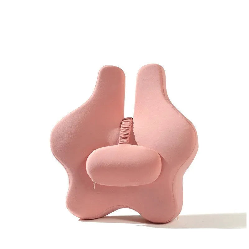 Memory foam car lumbar support cushion in solid colour on a car seat.