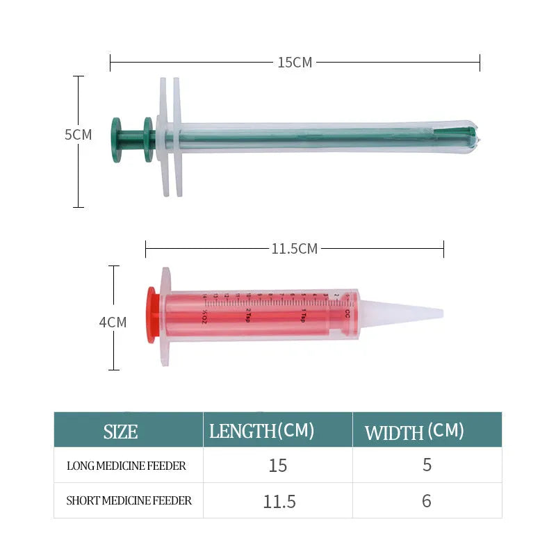 Two pet pill shooters with soft tip syringes for administering tablets to cats and dogs