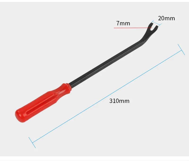 Red handle automotive door panel clip removal pliers for General Motors vehicles with light switch functionality