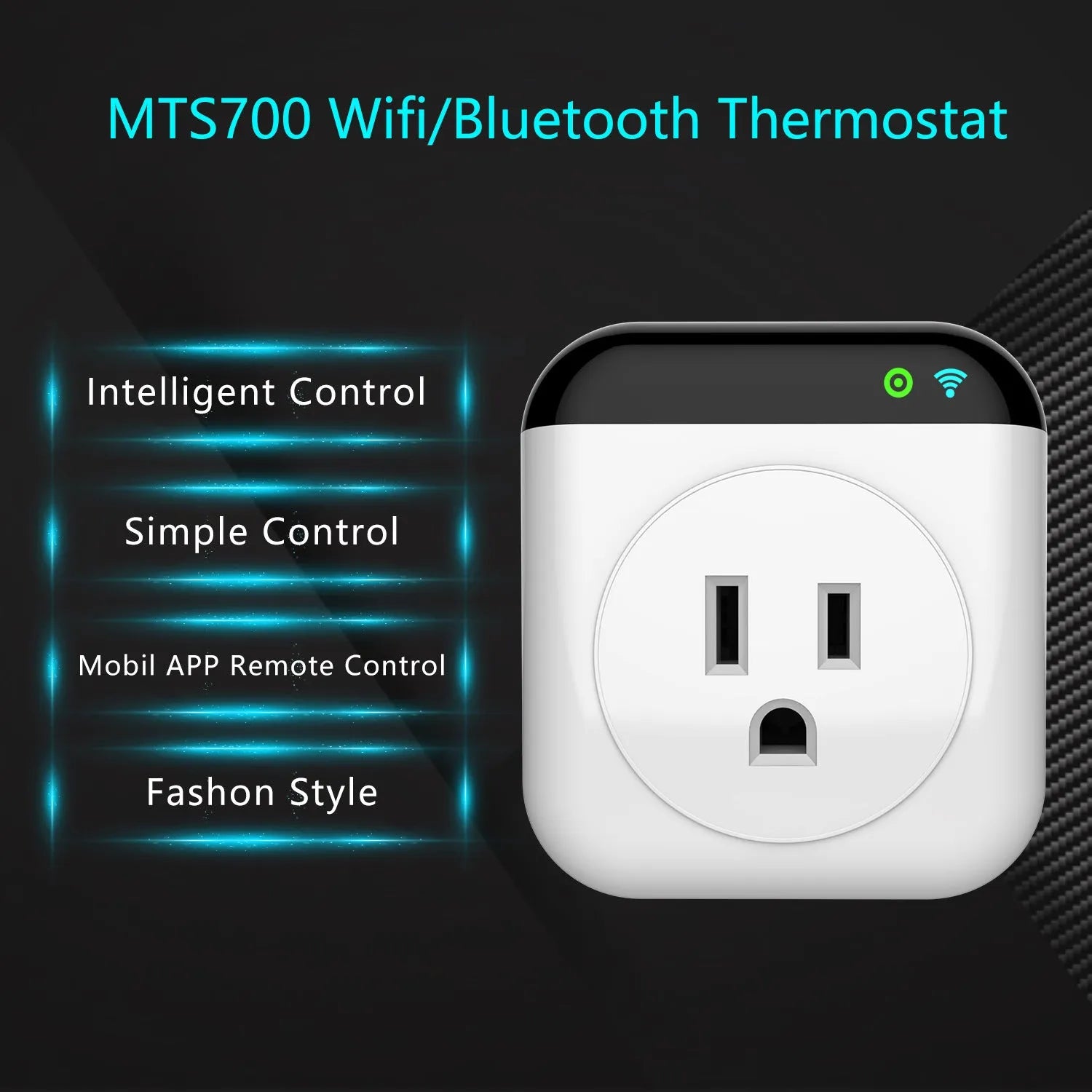 White Tuya Wi-Fi smart temperature control socket with US three-pin plug and temperature sensor probe