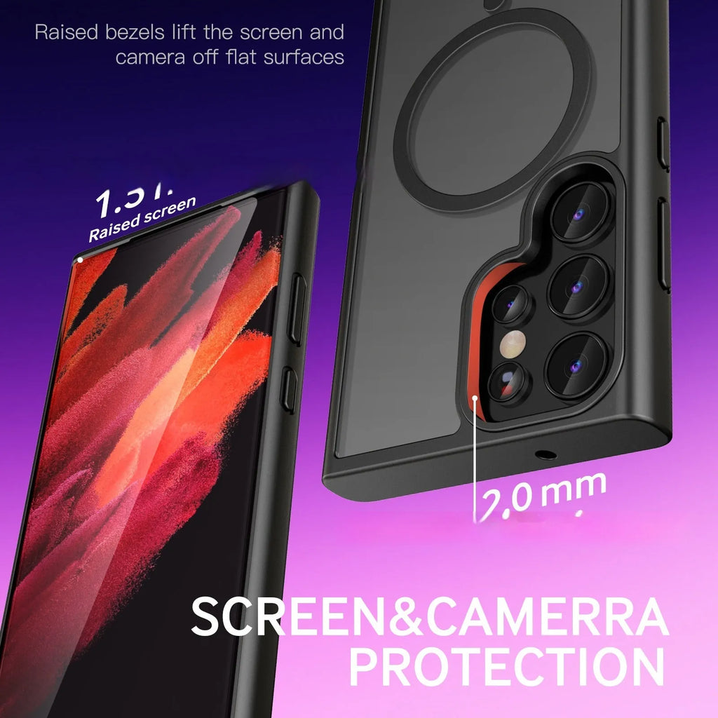 Samsung TPU phone case magnetic skin-absorbing matte protective cover in black for Galaxy S23