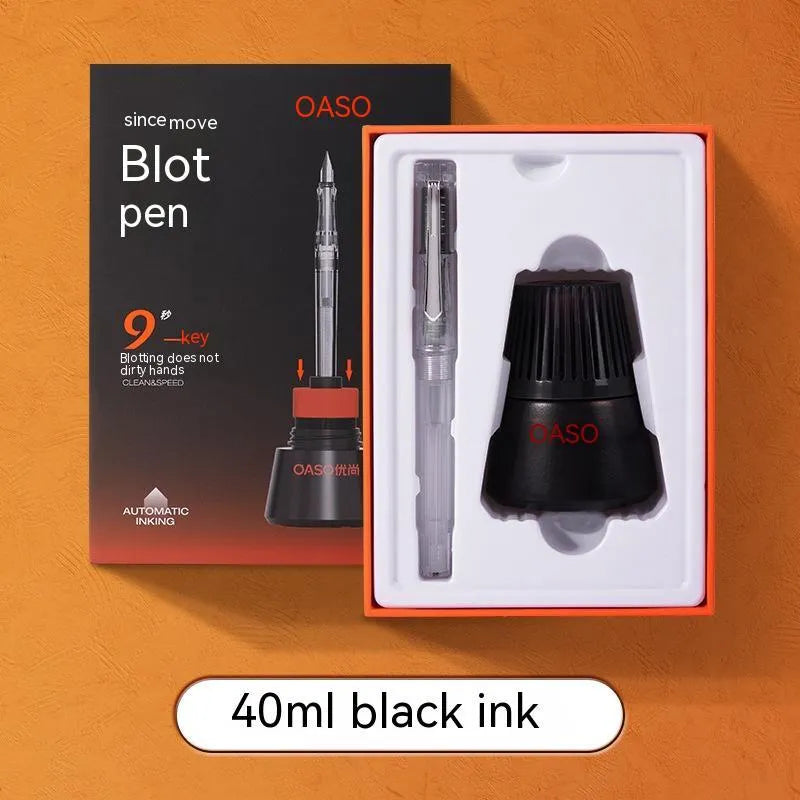 Student automatic suction pen set with 0.5mm and 0.38mm pen head options and separate ink feeder