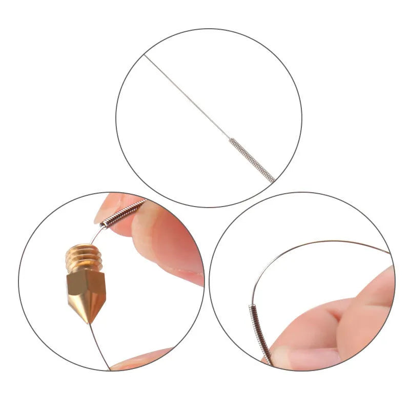 Mk8 E3D nozzle cleaning needles 10-piece set for 3D printer maintenance