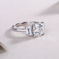 Moissanite wedding ring set with square 9x9mm stone in S925 silver and platinum plating