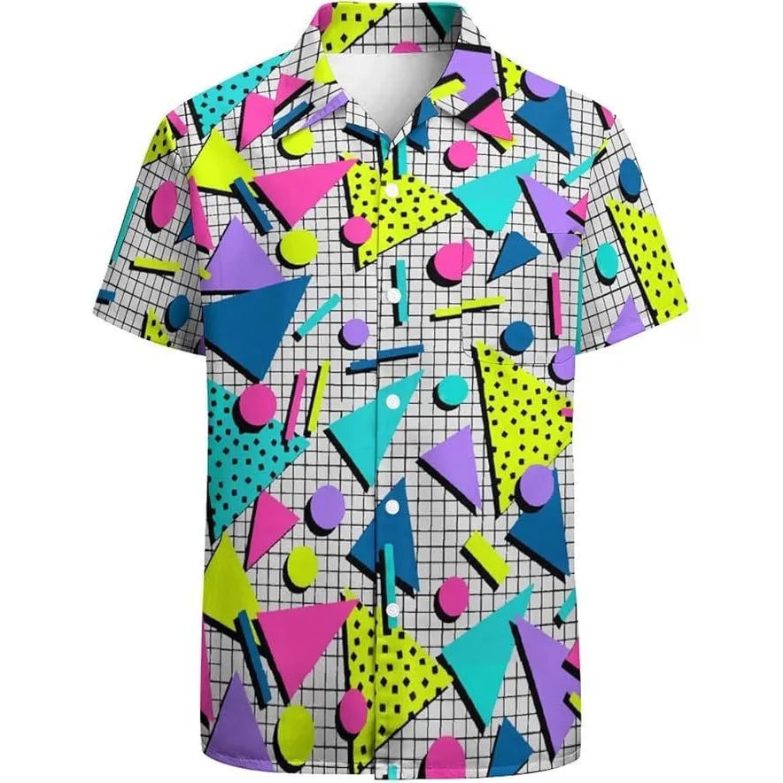 Men's camouflage pattern casual shirt in slim fit cardigan style with short sleeves
