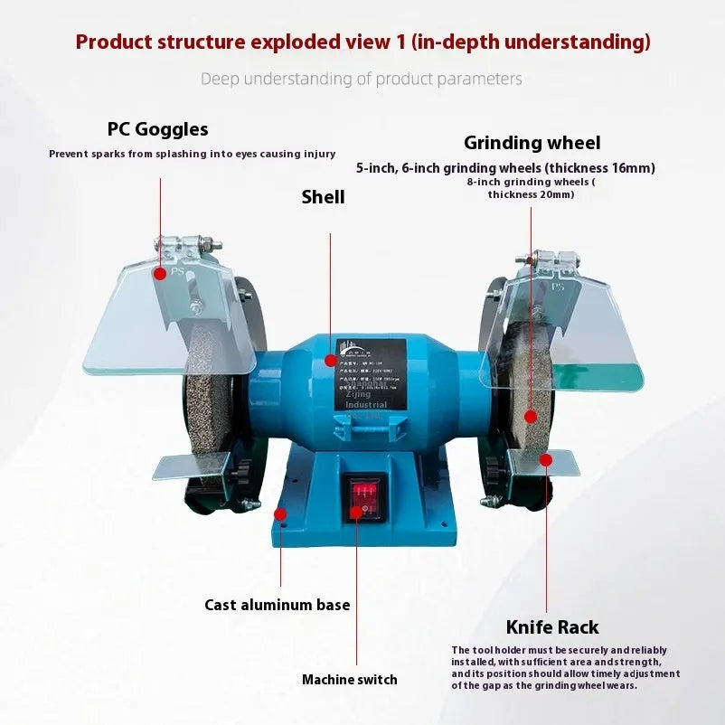 5-inch metal desktop grinding machine for sharpening knives on a workbench