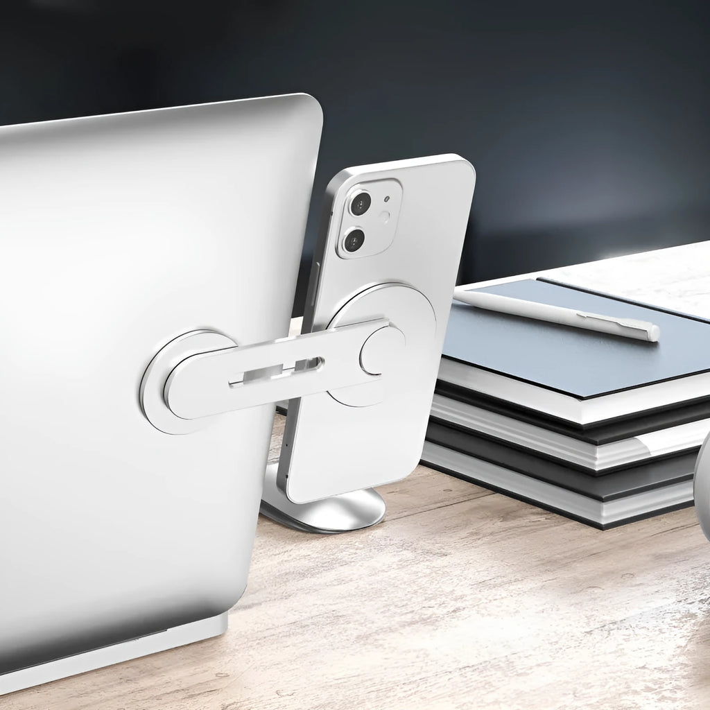 Tesla magnetic phone holder with hidden car mount design in silver aluminium alloy