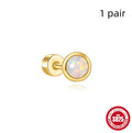A pair of S925 sterling silver flat column thread ear bone studs in a gold electroplated finish.