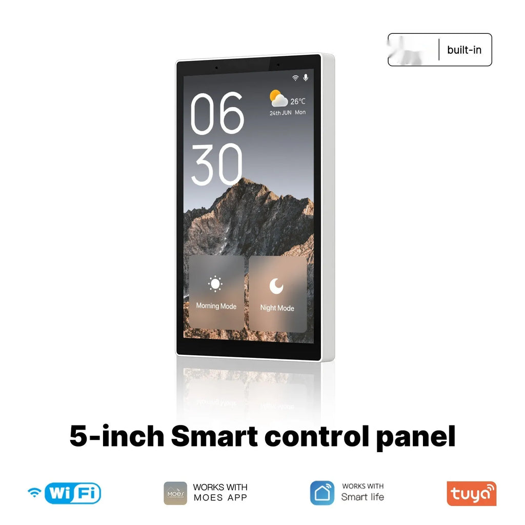 Graffiti 5-inch WiFi smart home central control screen with built-in Zigbee gateway and Alexa voice control, US plug version