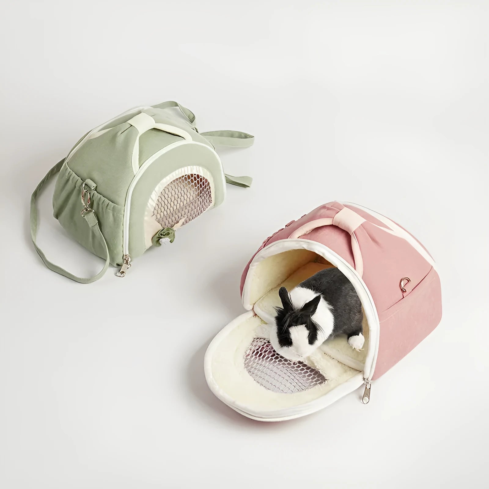 Breathable hamster crossbody handbag with outer strap in matcha green colour option