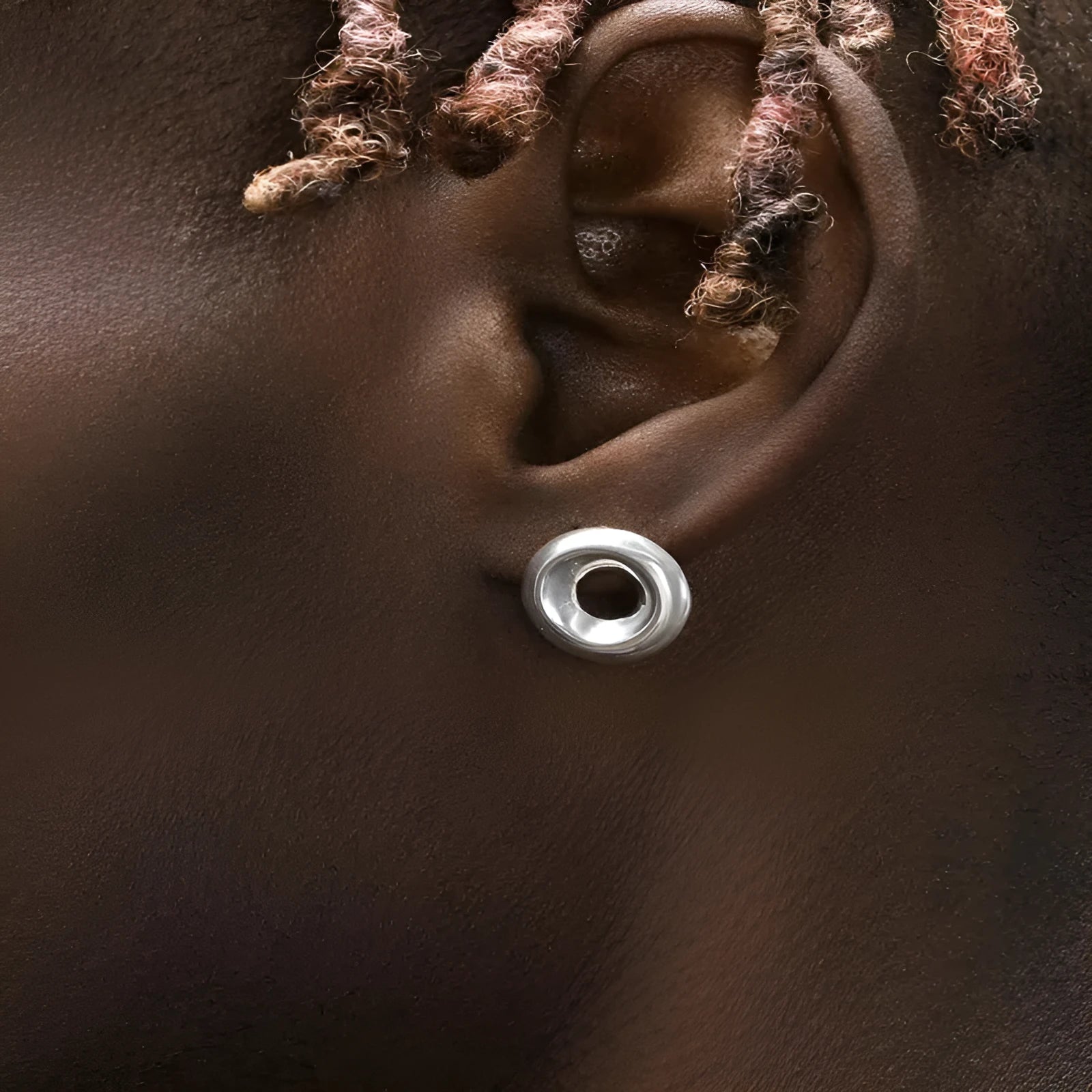925 sterling silver O-ring earrings for men and women, 15mm diameter, shiny finish