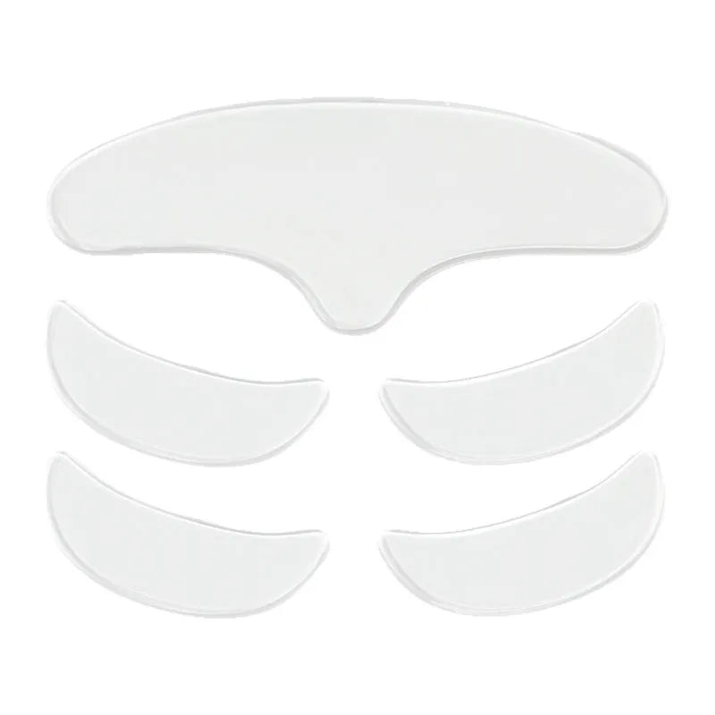 5-piece set of clear silicone anti-wrinkle face stickers for wrinkle removal and prevention weighing 26.8g