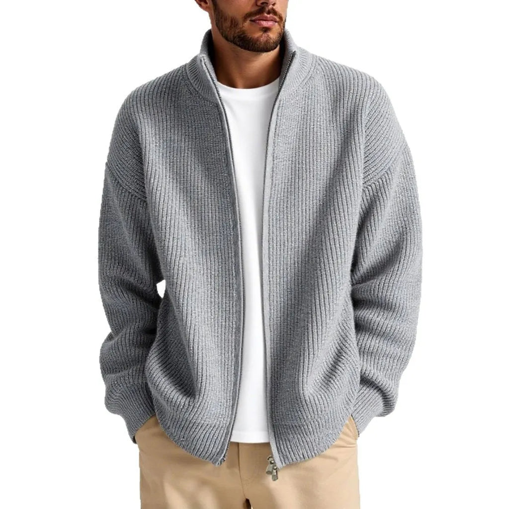 Men's loose fit cardigan sweater in acrylic blend fabric available in five colours