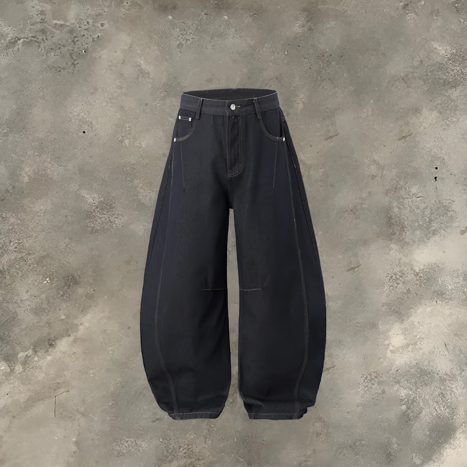 Men's wide leg denim trousers in original cow colour, mid waist design