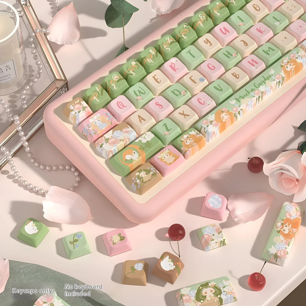 Mu Xia Garden summer garden theme mechanical keyboard keycaps sublimation printed full set