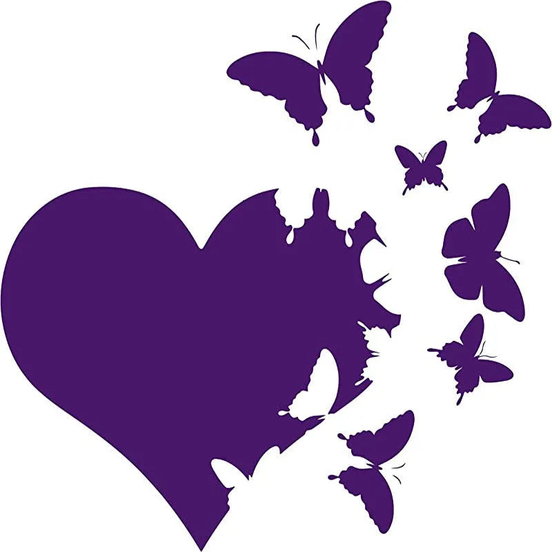 Butterfly-shaped car body decoration sticker in six colour options on 15cm grid