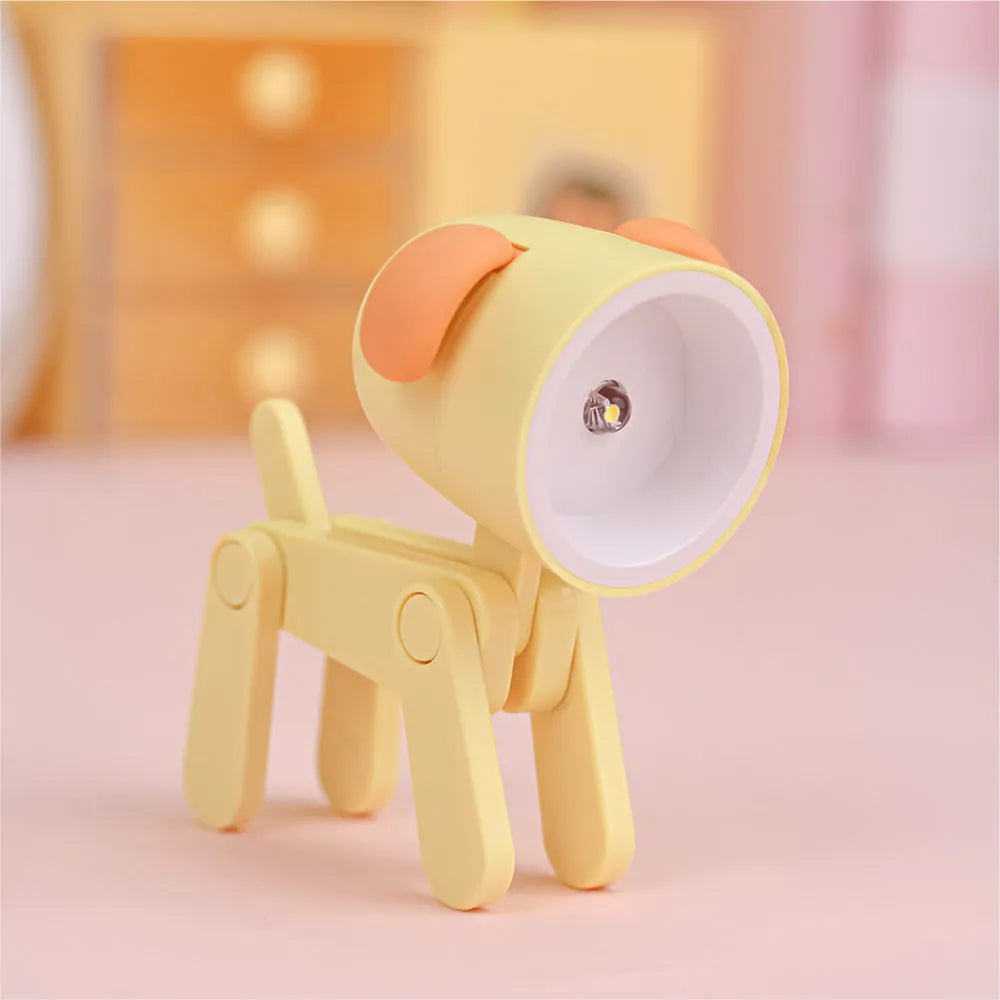 Creative handmade LED mini night lamp with PVC shade in cartoon style, battery operated with button switch
