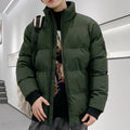 Men's thick cotton-padded cardigan jacket in loose fit polyester black winter outerwear