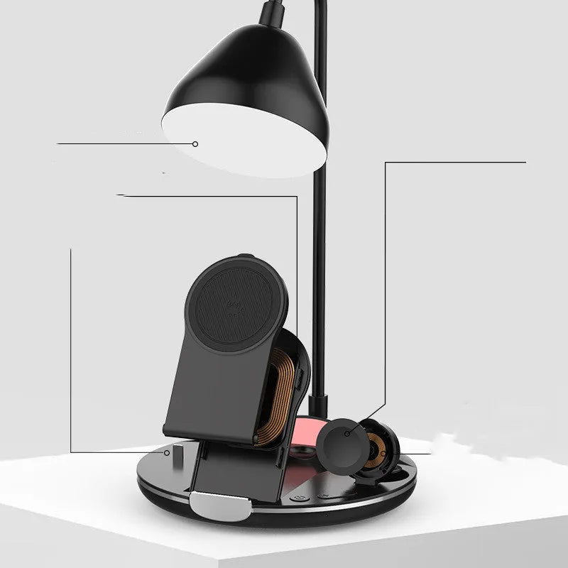 Black and white magnetic folding wireless charger showing compact folded dimensions