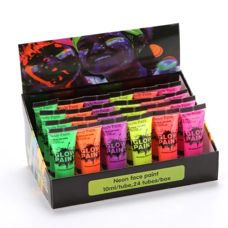 25ml tube of neon green face and body paint, safe non-toxic formula