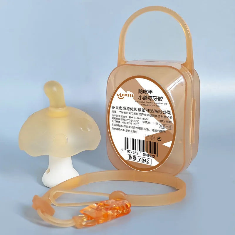 Small mushroom gum silicone gel mould kit with transparent chain and box in pink colour