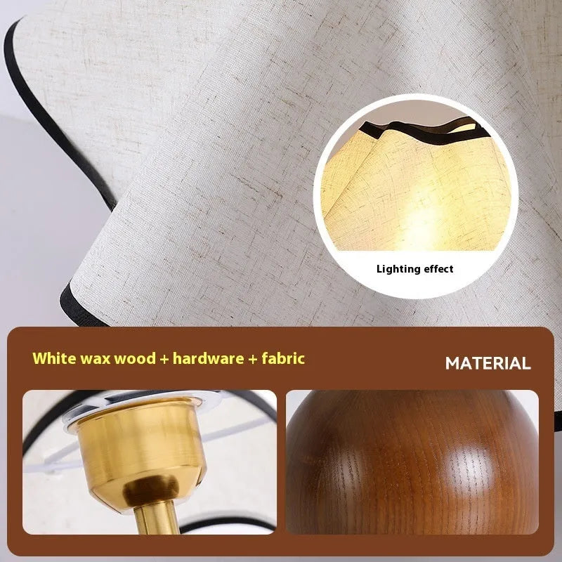 Retro solid wood table lamp walnut creative petal design desk lamp with three colour Earth instrument