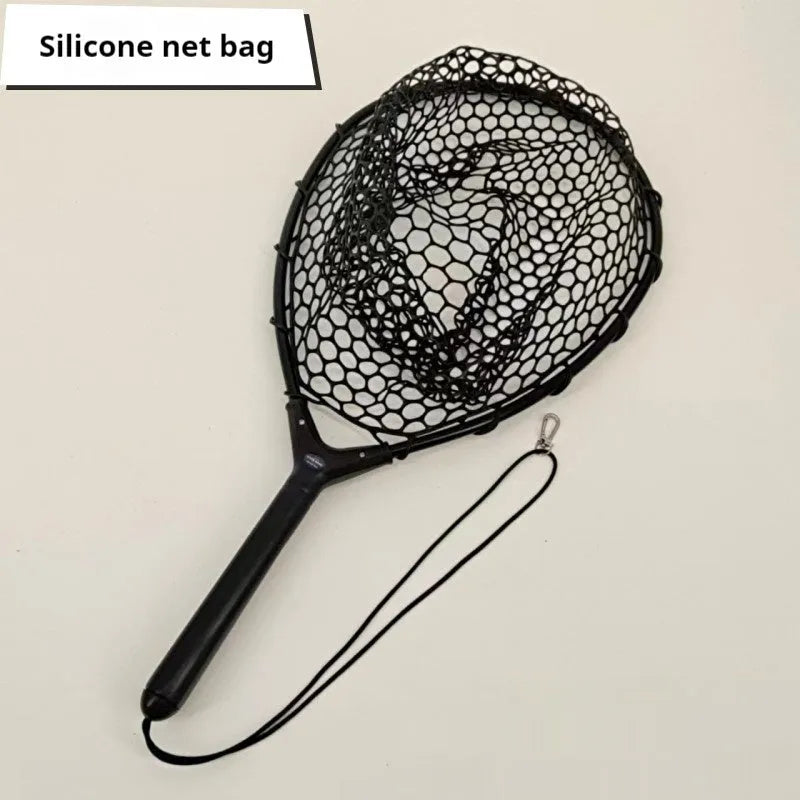 Portable small dip net fishing gear black aluminium alloy 30x40 cm hand net