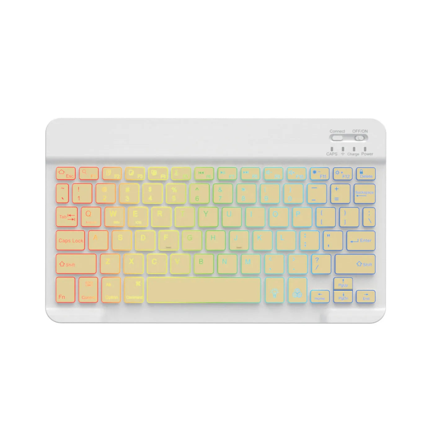 10-inch wireless Bluetooth keyboard with colourful backlight for tablets and mobile phones.