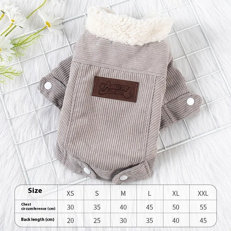 Lambswool fleece-lined padded vest for dogs and cats in grey and pink colours
