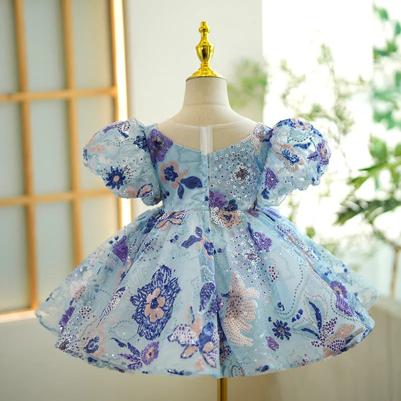 Blue polyester princess dress for girls, full length, available in sizes 80cm to 160cm