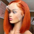 Straight ginger orange bob wig human hair 13x4 lace front natural style for ladies