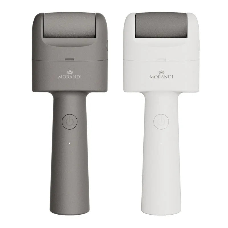 Electric foot callus remover in white with USB cable and cleaning brush for home pedicure