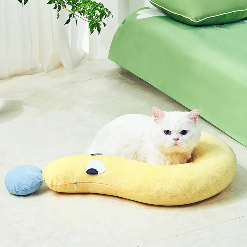 Rectangular blue pet pillow measuring 62cm by 39cm for dog or cat bedding