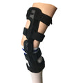 Black anterior ligament knee supporter showing sandwich construction materials.