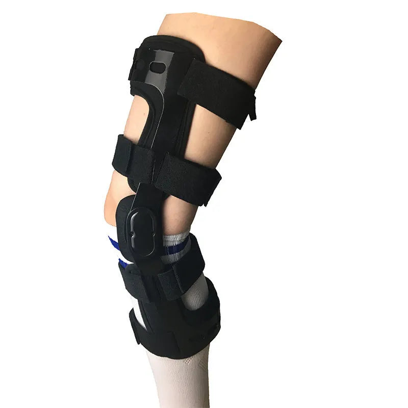 Black anterior ligament knee supporter showing sandwich construction materials.