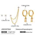 Geometric stainless steel earrings set of 5 with electroplated finish, light luxury style for women