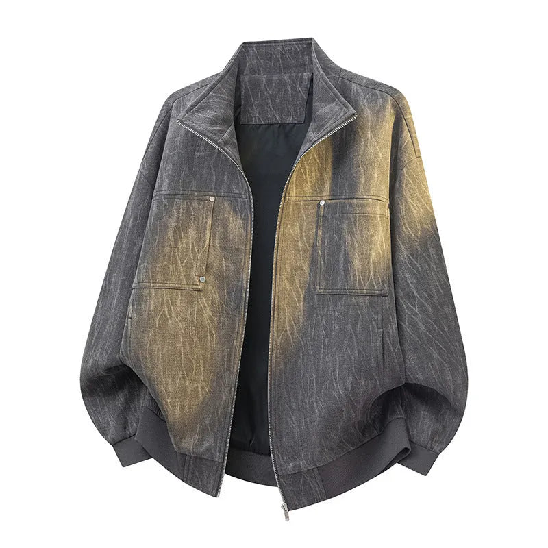 Men's polyester drop-shoulder long sleeve casual coat in bean green, sized for larger builds