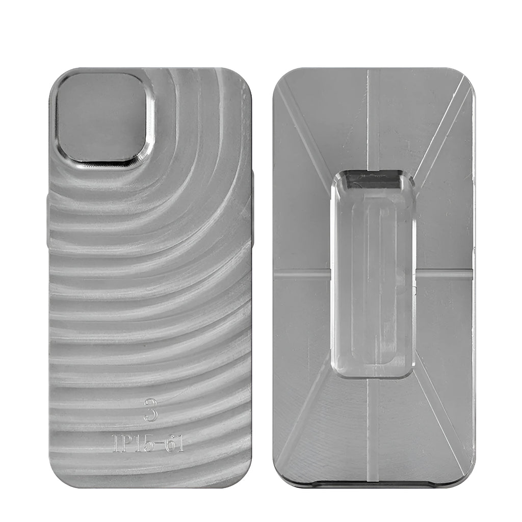 Silver aluminium alloy phone case with single shell metal mould back cover for iPhone and Samsung models
