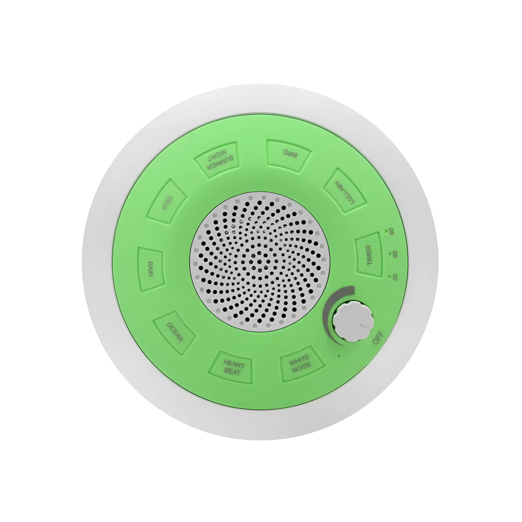 Rechargeable white noise sleep aid instrument in blue flying saucer design with music function
