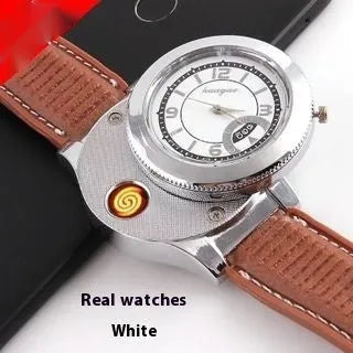 USB electronic cigarette lighter metal men's watch lighter F777 Black with wind resistance