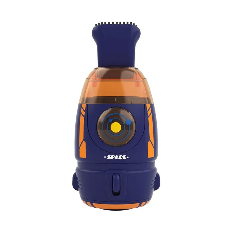 USB rechargeable desktop vacuum cleaner in blue with handheld design for keyboard cleaning