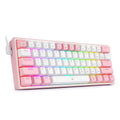 White pink RGB mechanical keyboard with multimedia keys and ergonomic design