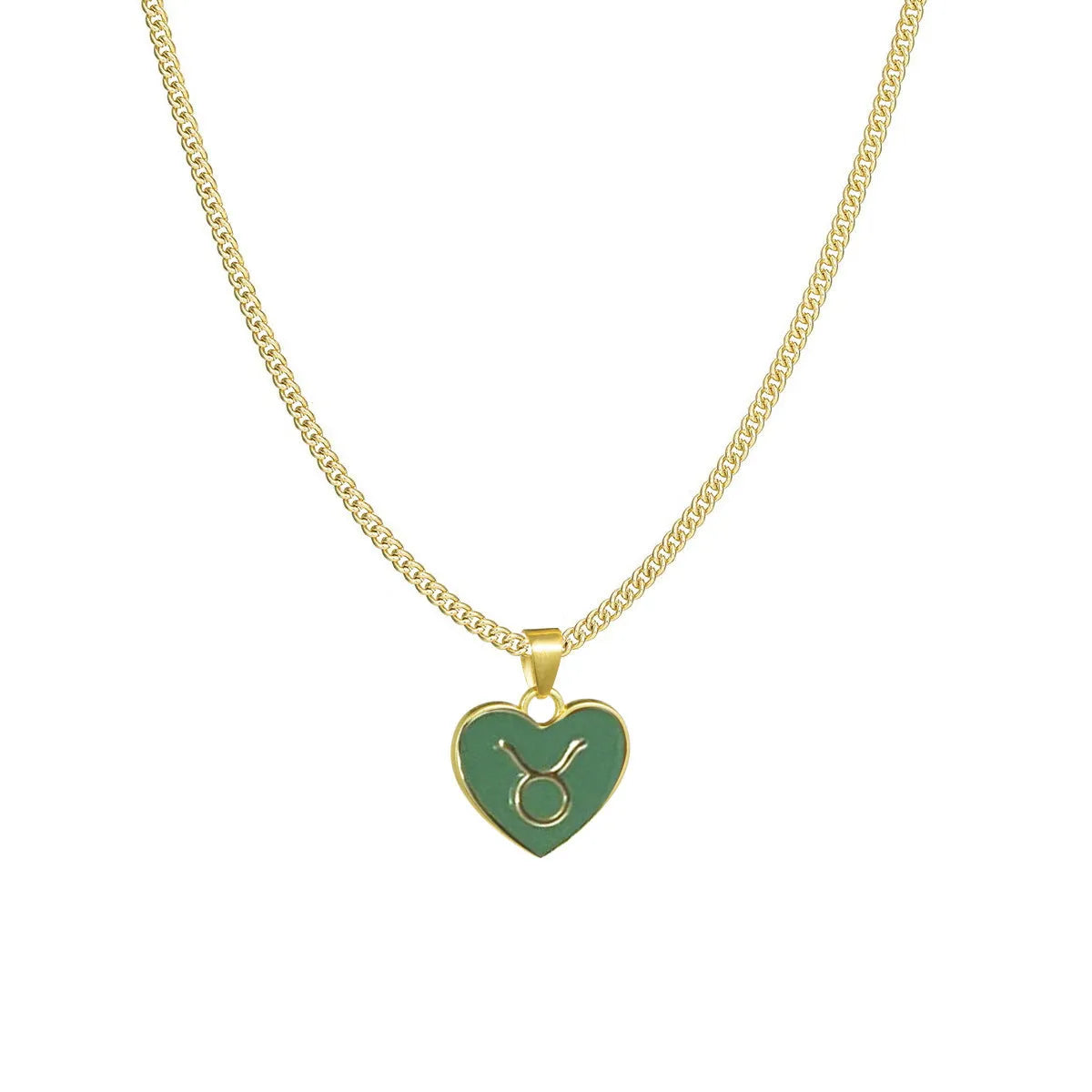 12 constellation love necklace with heart-shaped pendant and bamboo chain in a zodiac colour option
