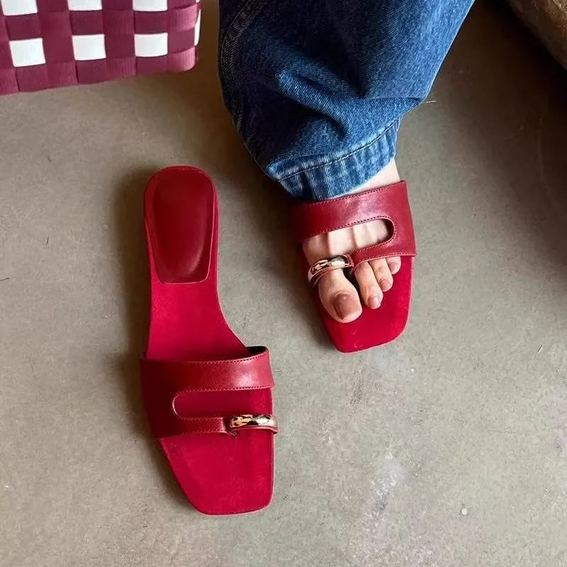 Plus size square head slippers in leather with rubber sole, shown in available colours