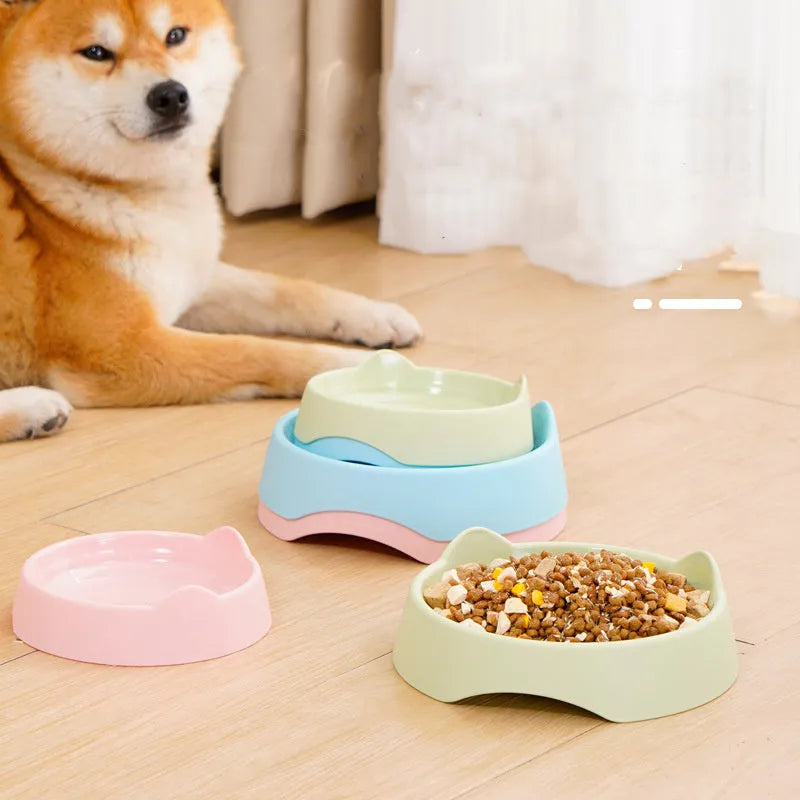 Blue ceramic dog slow feeder bowl with four puzzle maze cups for slowing fast eaters