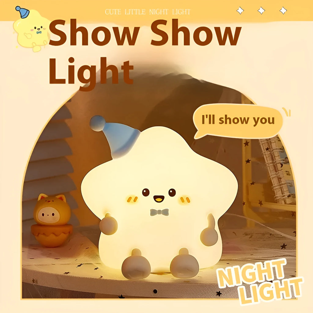 Cute Timing XINGX Pat night light in geometric cartoon style with 2W LED, 136x136x138mm, cord-free USB rechargeable