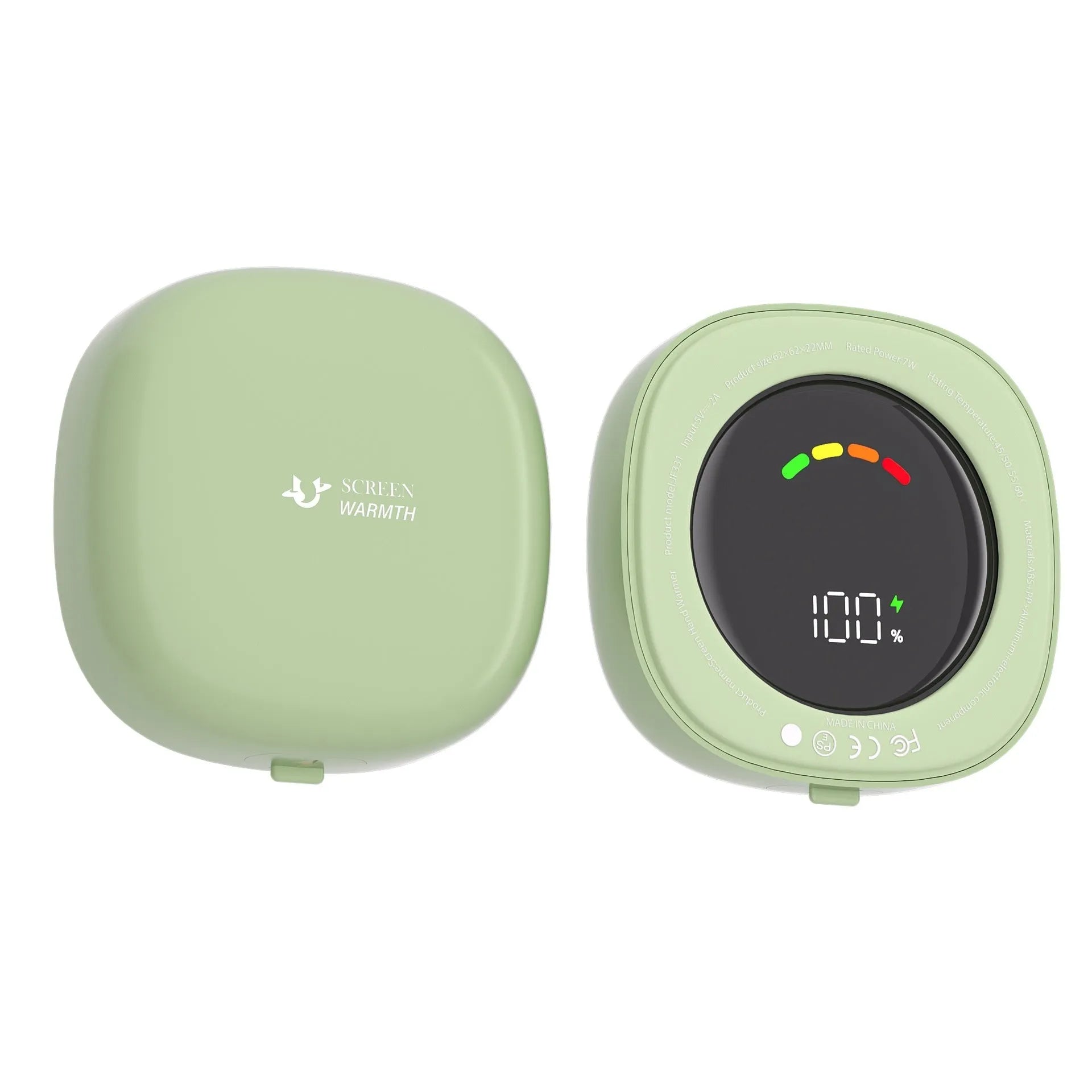 Mini portable USB hand warmer with plastic shell, double side heating, aluminium heat dissipation, in white colour